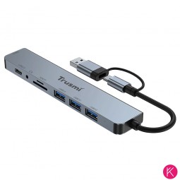 Estación Multifunción Dock USB + Tipo-C HUB, con Adaptador de Conector de Audio de 3,5mm y Lector de Tarjetas Micro SD (8 en 2)