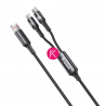 Cable 3 en 1 Negro | Lightning, Tipo-C, USB-A | Carga Rápida 100W