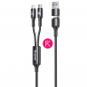 Cable 3 en 1 Negro | Lightning, Tipo-C, USB-A | Carga Rápida 100W