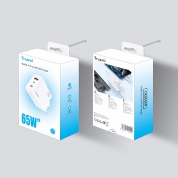 Cabezal de carga Rápida GaN 3 Puertos: Tipo-C + Lightning + USB-A (65W) - Klicfon