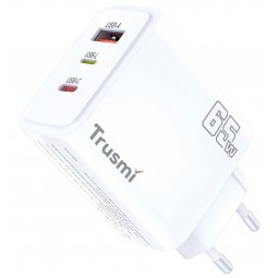 Cabezal de carga Rápida GaN 3 Puertos: Tipo-C + Lightning + USB-A (65W) - Klicfon