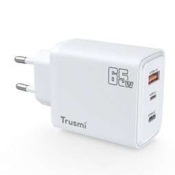 Cabezal de carga Rápida GaN 3 Puertos: Tipo-C + Lightning + USB-A (65W) - Klicfon