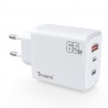 Cabezal de carga Rápida GaN 3 Puertos: Tipo-C + Lightning + USB-A (65W) - Klicfon